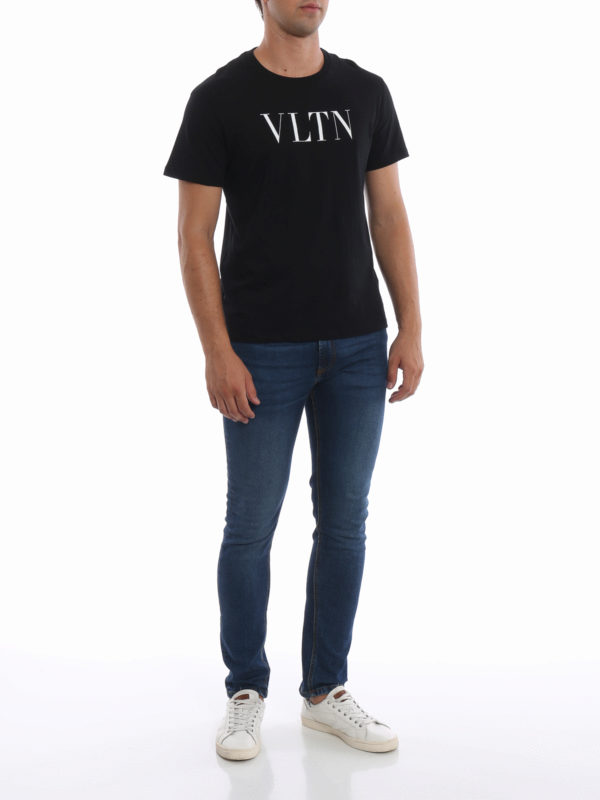 Valentino Garavani VLTN print black cotton T-shirt