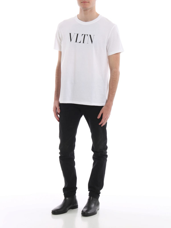 VALENTINO: t-shirts online - VLTN print white jersey T-shirt