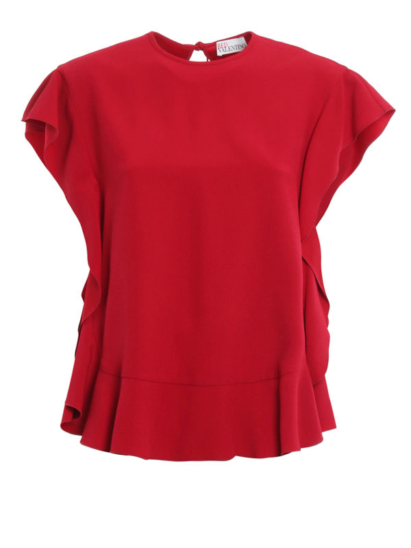 VALENTINO RED: blouses - Satin ruffle blouse