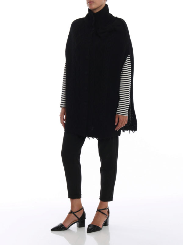 VALENTINO RED: Capes &  Ponchos online - Knitted wool black cape