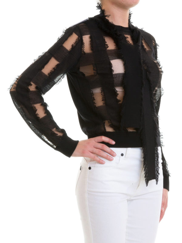 VALENTINO RED: crew necks online - Destroyed effect wool sweater