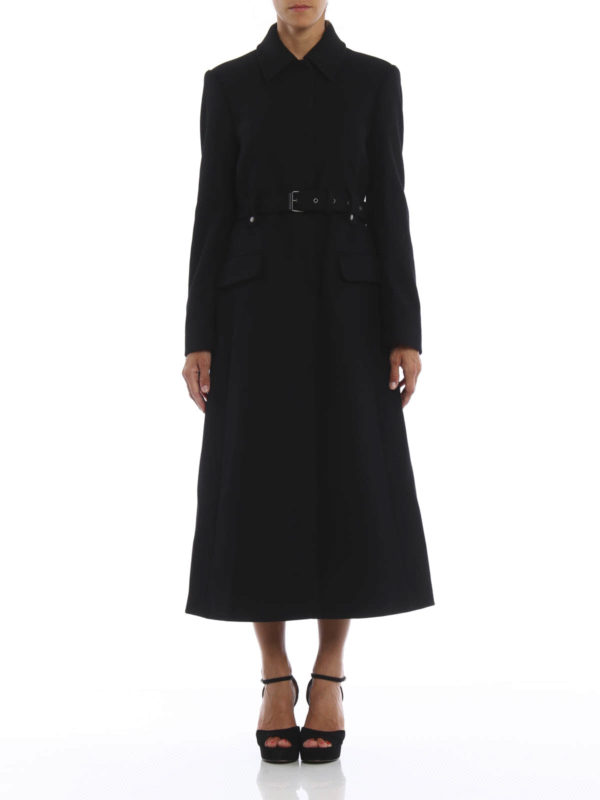 VALENTINO RED: long coats online - Long belted wool coat