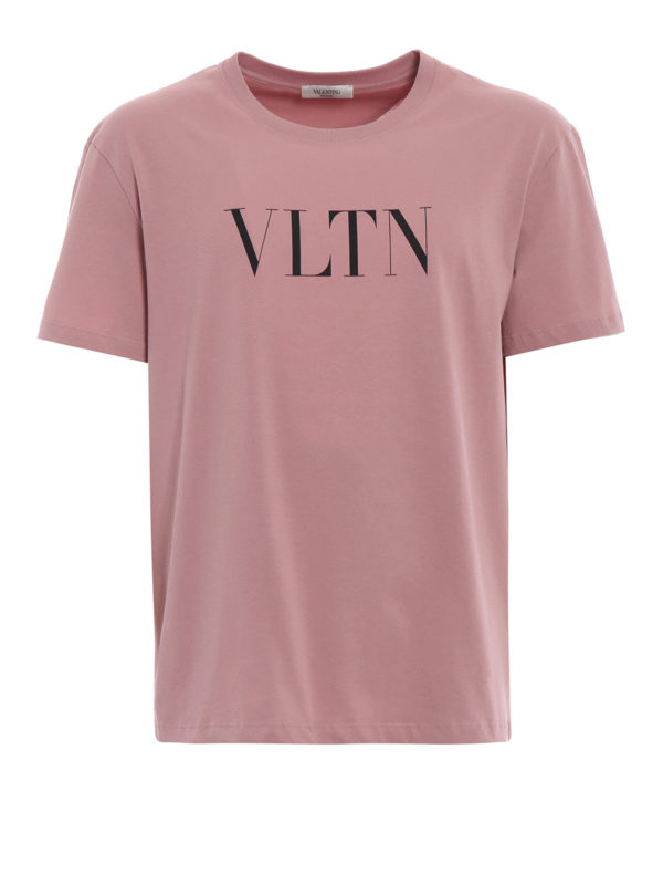 VALENTINO: t-shirts - Antique rose VLTN logo print T-shirt
