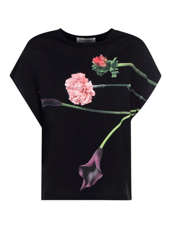 VALENTINO: t-shirts - Floral patterned T-shirt