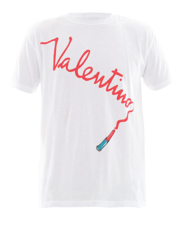 VALENTINO: t-shirts - Lipstick logo T-shirt