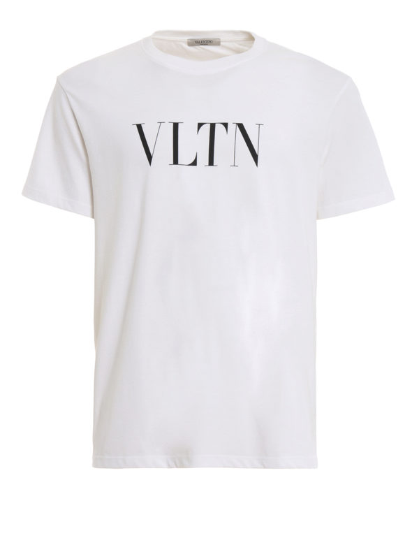 VALENTINO: t-shirts - VLTN print white jersey T-shirt