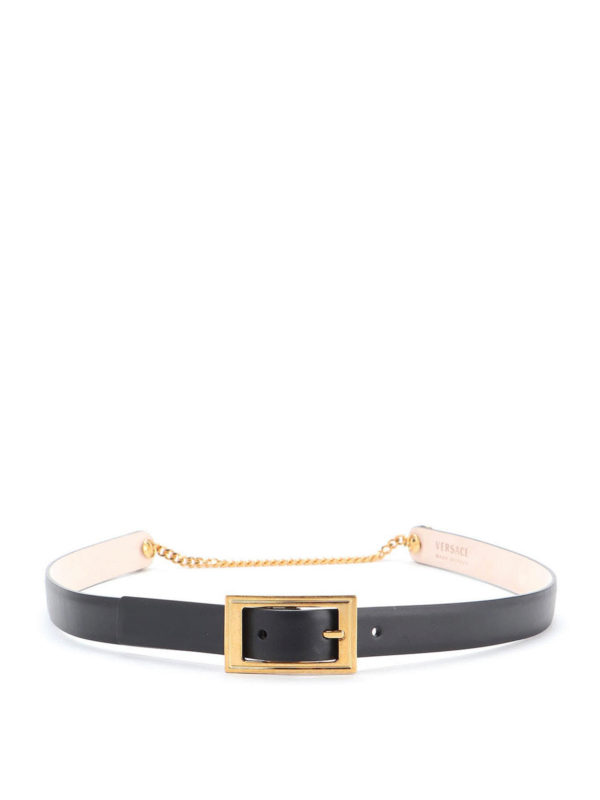 VERSACE: belts - Leather chain belt
