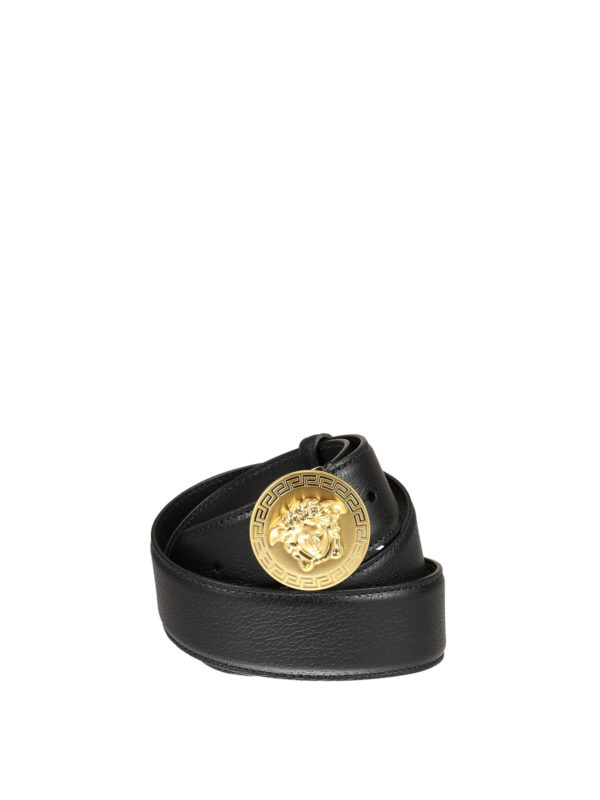 VERSACE: Cinturones - Cinturón Negro Para Hombre