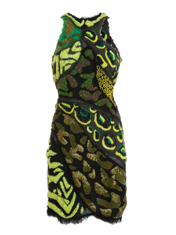 VERSACE: Vestidos de cóctel - Wild Patch embroidered mini dress