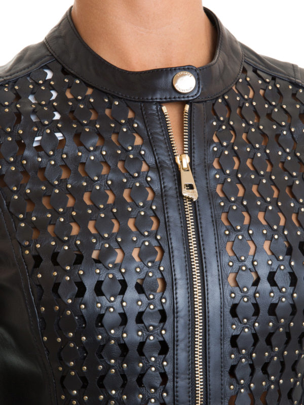 VERSACE COLLECTION buy online Giacca corta in pelle traforata