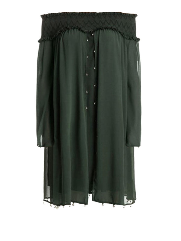 Versace Collection Off shoulder chiffon loose dress|G35198G602034G9011