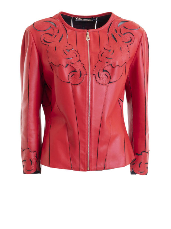 VERSACE COLLECTION: Vestes en cuir - Blouson En Cuir - Couleur Unie