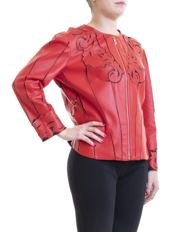 VERSACE COLLECTION: Vestes en cuir online - Blouson En Cuir - Couleur Unie