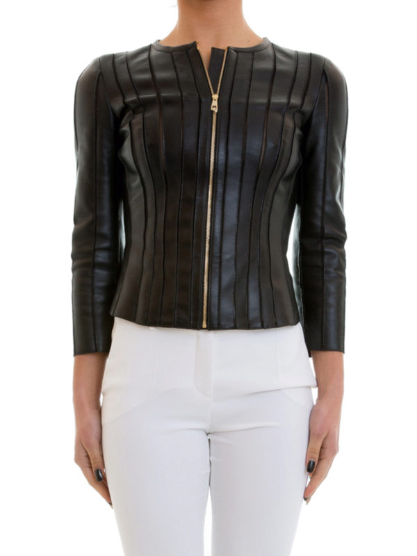 VERSACE COLLECTION: leather jacket online - Leather fitted jacket 