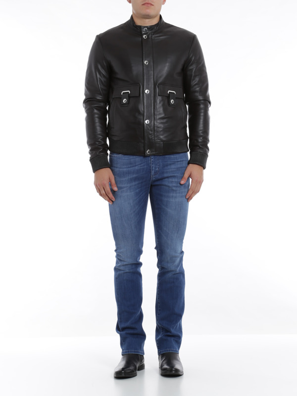 VERSACE COLLECTION: レザージャケット online - レザーコート メンズ - ダークブラウン