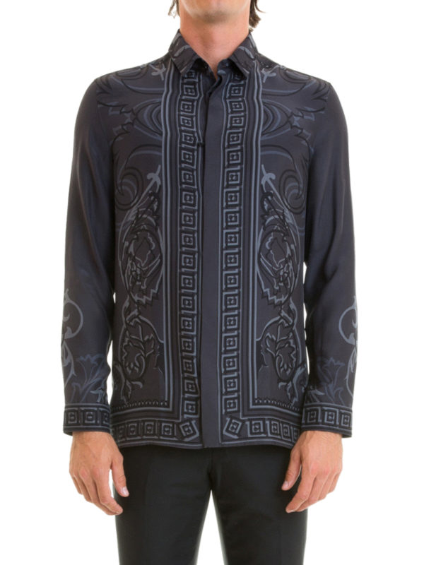 VERSACE COLLECTION: shirts online - Baroque Greek print silk shirt