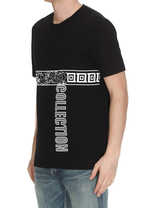 VERSACE COLLECTION: t-shirt online - T-shirt in cotone nero con logo