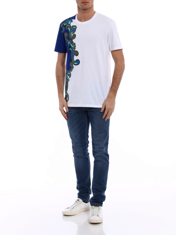 VERSACE COLLECTION: t-shirt online - T-shirt con stampa floreale gommata