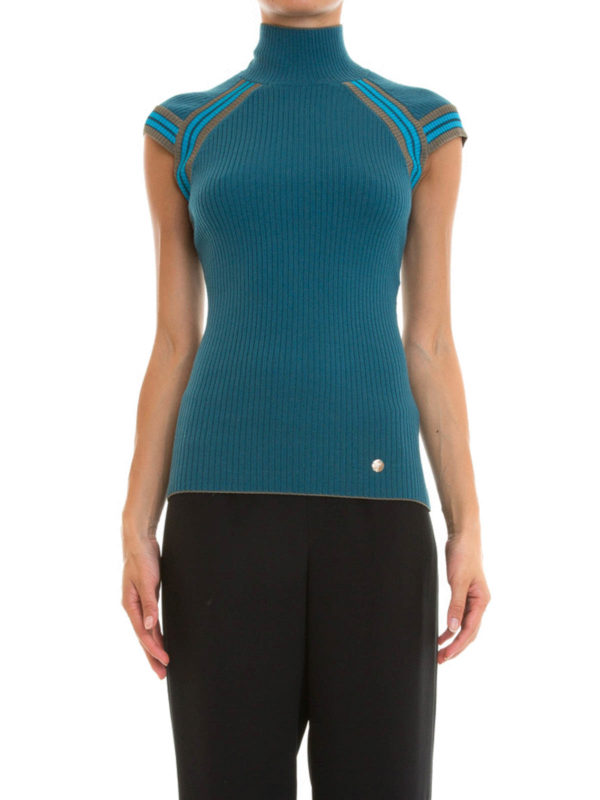 VERSACE COLLECTION: Col roulé & Col polo online - Pull Col Roulé Et Polo Bleu