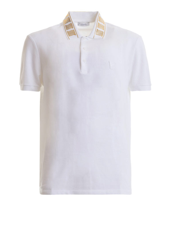 VERSACE COLLECTION: polo shirts - Greek printed collar polo shirt