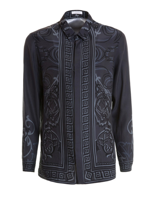 VERSACE COLLECTION: shirts - Baroque Greek print silk shirt