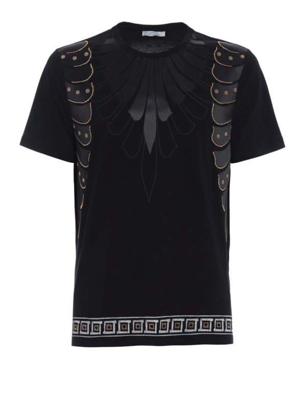 VERSACE COLLECTION: t-shirts - Golden stud embellished black Tee