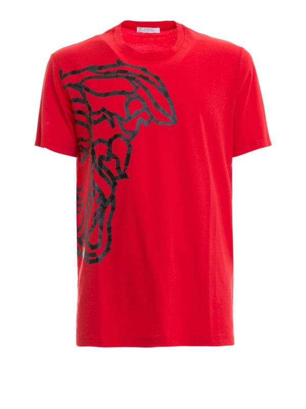 VERSACE COLLECTION: t-shirts - Half Medusa Head red T-shirt
