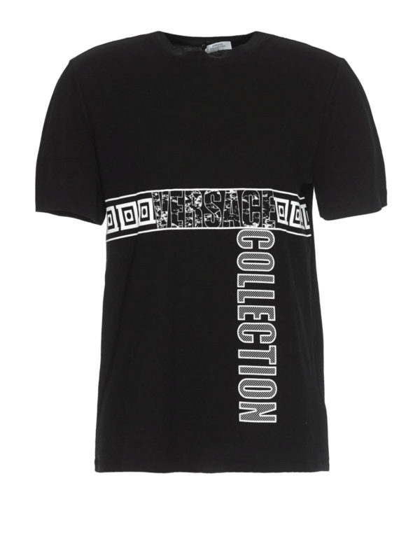 VERSACE COLLECTION: t-shirt - T-shirt in cotone nero con logo