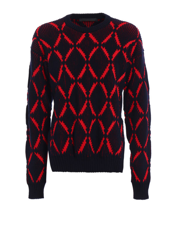 VERSACE: Strickpullover mit Rundhalsausschnitt - Rundhalspullover - Blau