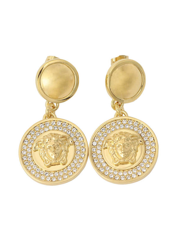 VERSACE: Earrings - Strassed earrings with Medusa