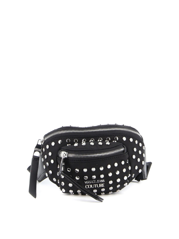 VERSACE JEANS: belt bags - Studded satin belt bag