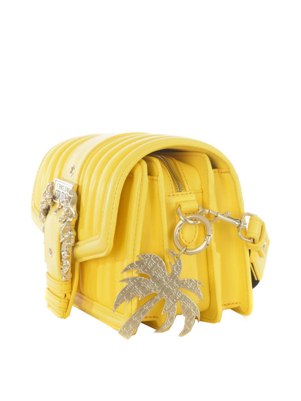 Versace Jeans Couture: shoulder bags online - Baroque buckle yellow faux leather bag