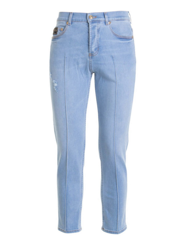 Versace Jeans Couture: skinny jeans - Logo patch jeans