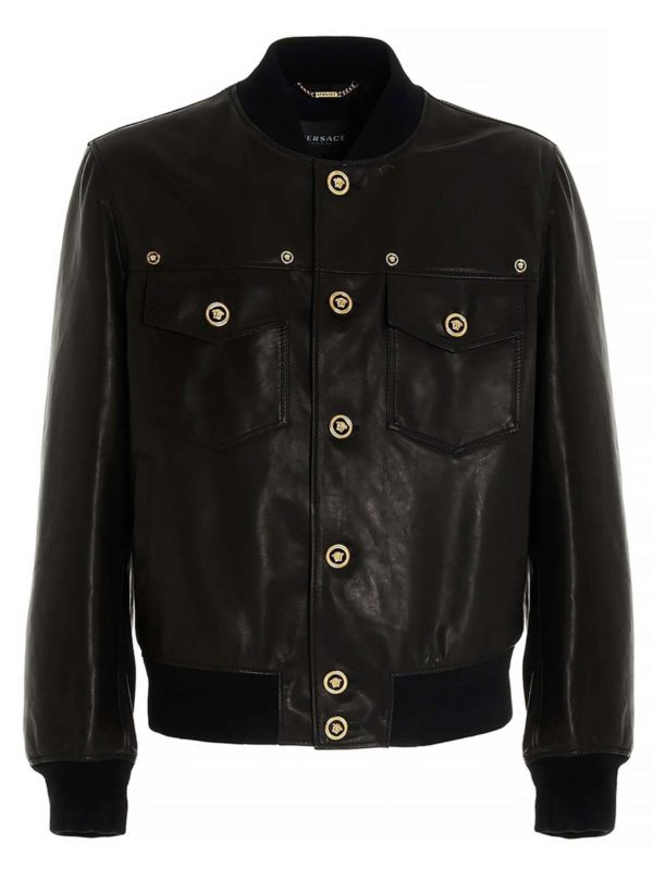 VERSACE: Lederjacken - Lederjacke - Schwarz