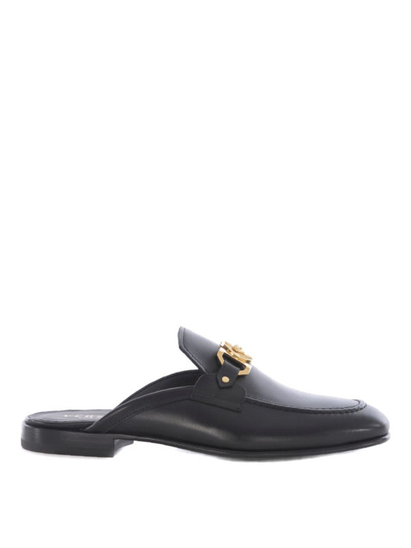 VERSACE♪セール♪MULE Versace Logo detailed brushed leather mules | DSU6204DVT4CD41OH