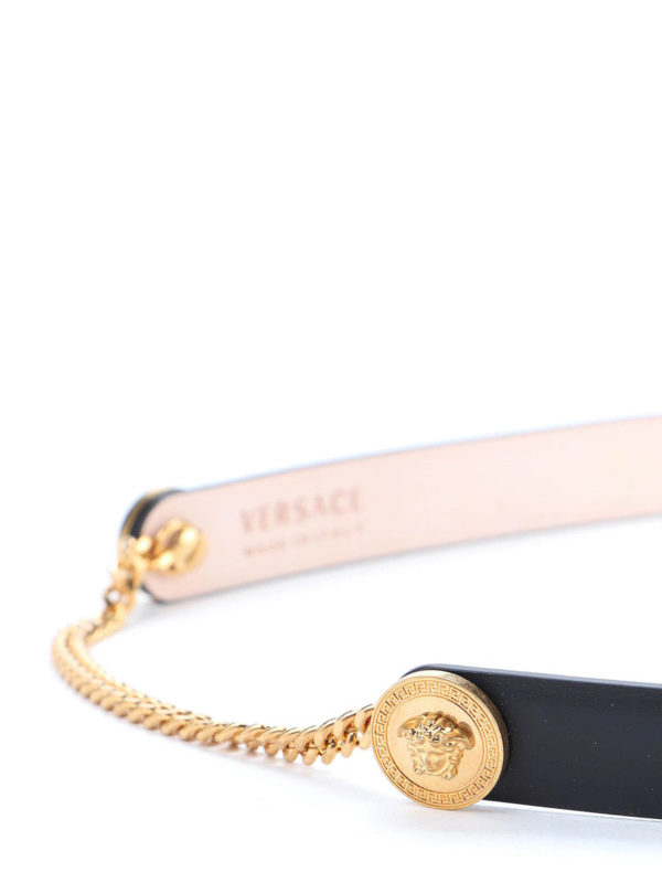 VERSACE: belts online - Leather chain belt