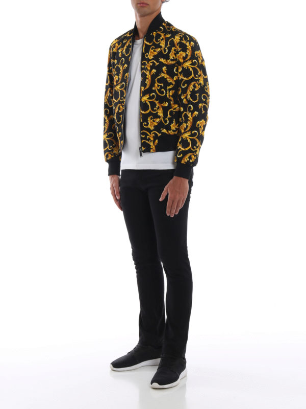 VERSACE: bombers online - Barocco Greca reversible bomber jacket