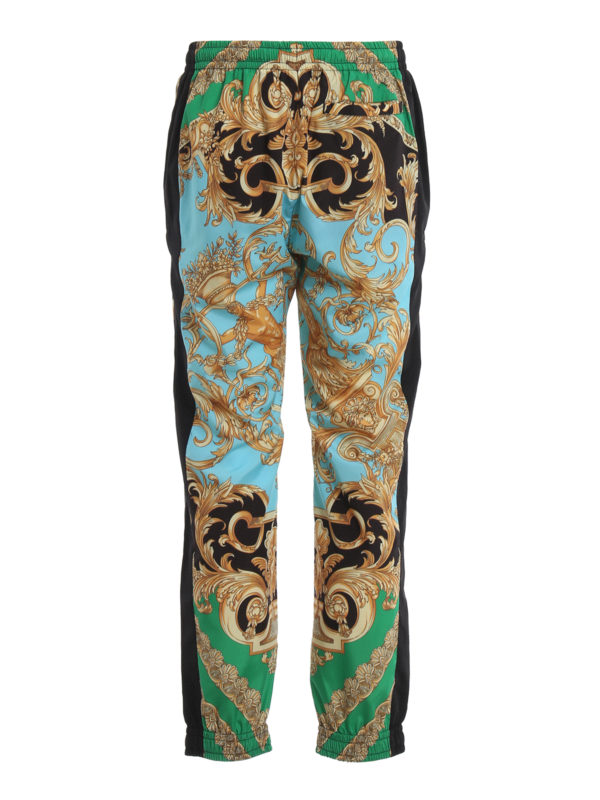 Versace Baroque print techno fabric trousers A84052A231454A78Y