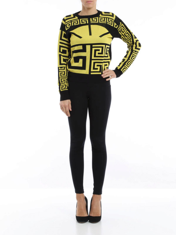 VERSACE: Strickpullover mit Rundhalsausschnitt online - Pullover mit griechische Muster