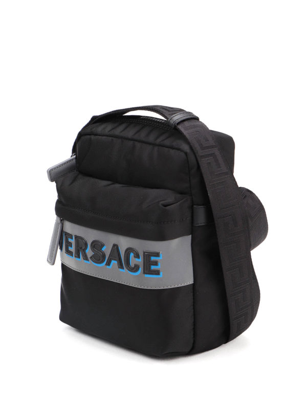 VERSACE: cross body bags online - Logo patch nylon crossbody bag