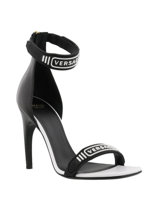 VERSACE: sandals online - Logo strap open toe sandals