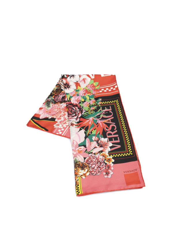 VERSACE: scarves online - Floral silk square scarf