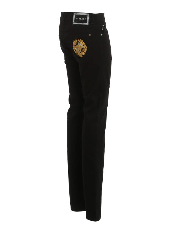 VERSACE: Jeans à jambe droite online - Jean Droit - Noir