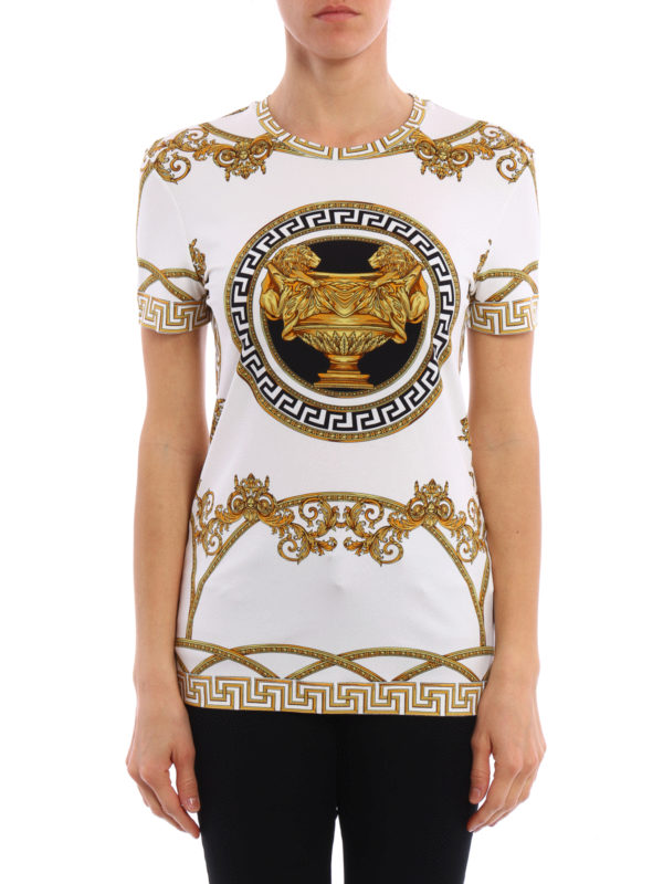 VERSACE: t-shirts online - Baroque printed jersey T-shirt