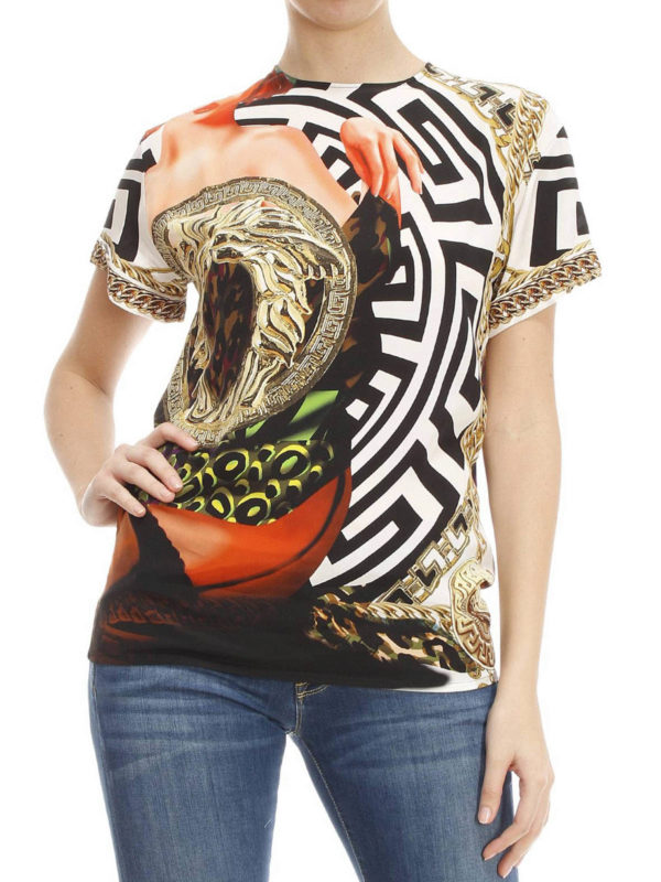 VERSACE: t-shirts online - Psychedelic Medusa silk T-shirt