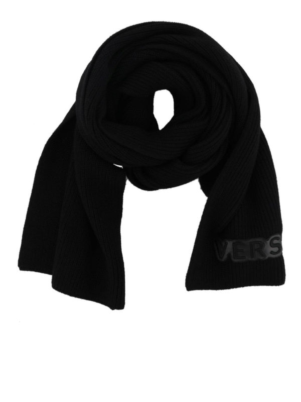 VERSACE: scarves - Versace patch ribbed wool scarf