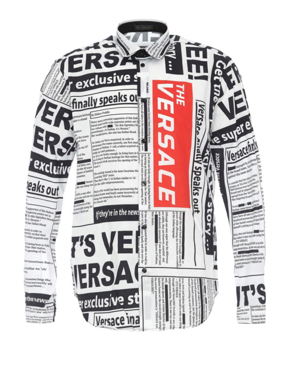 VERSACE: shirts - Newspaper print shirt