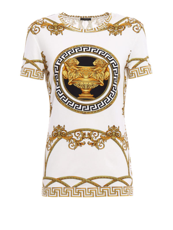 VERSACE: t-shirts - Baroque printed jersey T-shirt