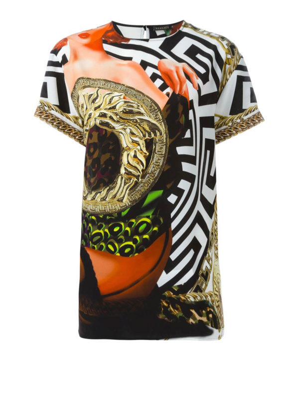 VERSACE: t-shirts - Psychedelic Medusa silk T-shirt