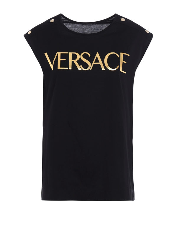 VERSACE: Tops y camisetas sin mangas - Top - Negro